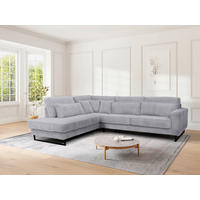 ROHOVÁ SEDAČKA, textil, kompozitné drevo, sivá - čierna/sivá, Konventionell, kov/kompozitné drevo (284/253cm) - Livetastic