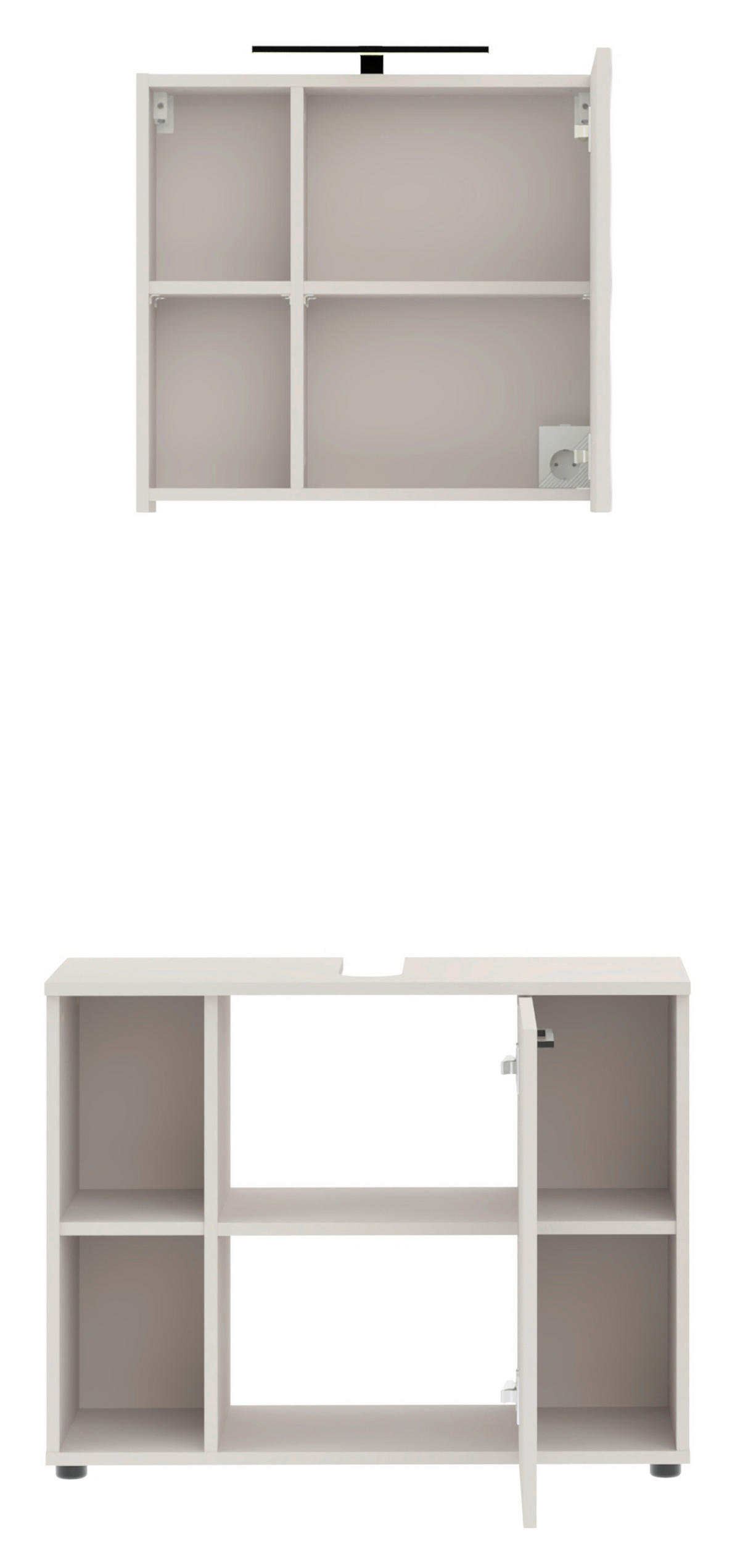 BADEZIMMER 2-teilig  in 80 cm  - Kaschmir/Schwarz, Trend, Glas/Holzwerkstoff (80cm) - Respekta