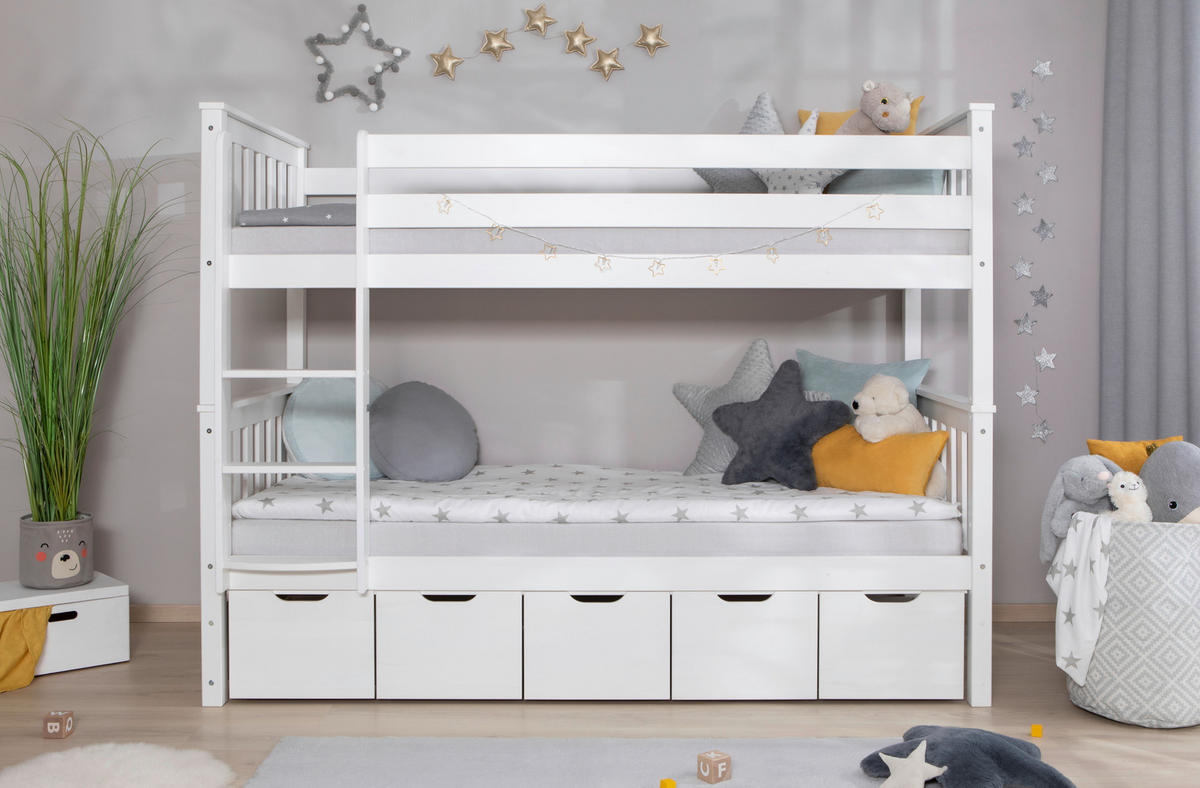 ETAGENBETT 90/200 cm Weiss  - Weiss, Modern, Holz (90/200cm) - MID.YOU