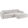 ECKSOFA in Feincord Hellgrau  - Hellgrau/Schwarz, KONVENTIONELL, Kunststoff/Textil (276/168cm) - Hom`in