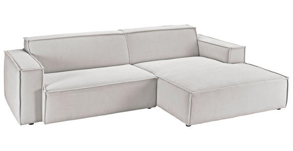 ECKSOFA in Feincord Hellgrau  - Hellgrau/Schwarz, KONVENTIONELL, Kunststoff/Textil (276/168cm) - Hom`in