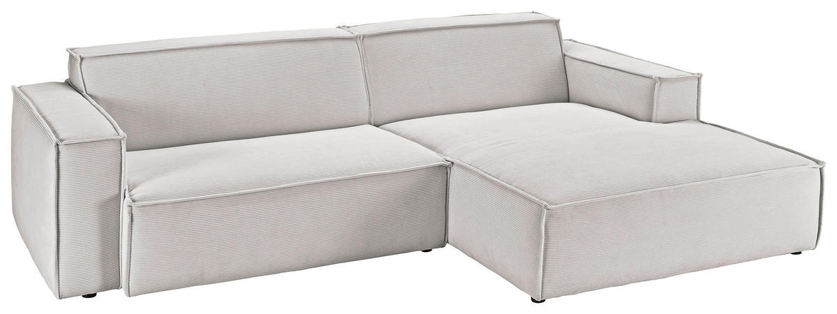 ECKSOFA in Feincord Hellgrau  276/168 cm  - Hellgrau/Schwarz, KONVENTIONELL, Kunststoff/Textil (276/168cm) - Hom`in