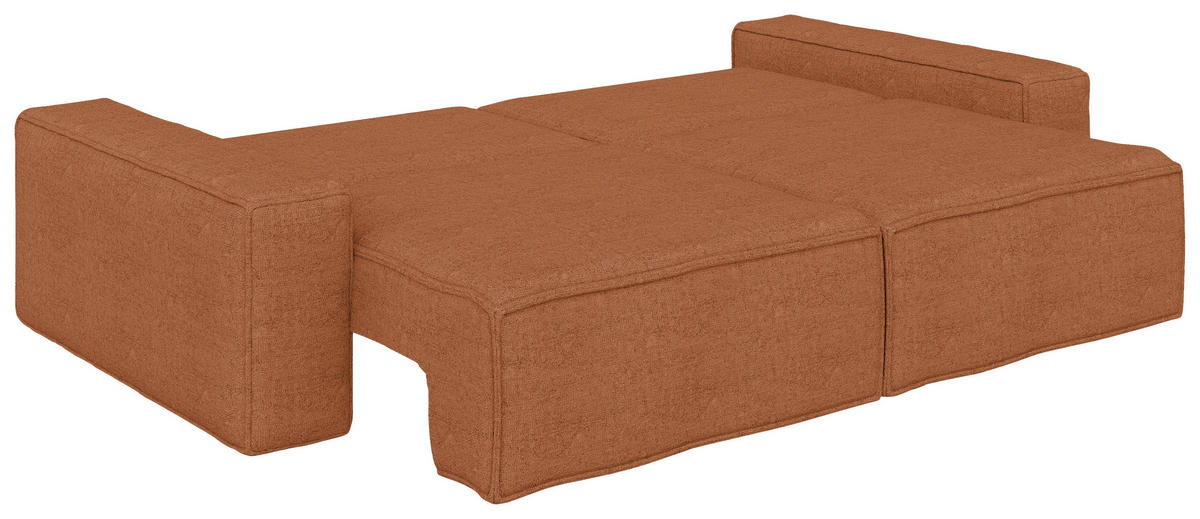 SCHLAFSOFA Webstoff Rostfarben  - Rostfarben/Schwarz, KONVENTIONELL, Kunststoff/Textil (256/83/115cm) - Carryhome