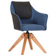 ARMLEHNSTUHL  in Flachgewebe  - Blau/Eichefarben, Design, Holz/Textil (62/84/56cm) - Landscape