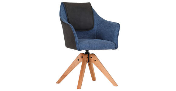 ARMLEHNSTUHL in Flachgewebe - Blau/Eichefarben, Design, Holz/Textil (62/84/56cm) - Landscape