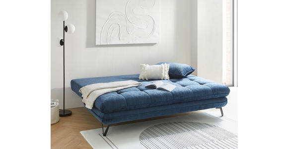 SCHLAFSOFA Samt Dunkelblau - Schwarz/Dunkelblau, Design, Textil/Metall (205/79-96/95cm) - Novel
