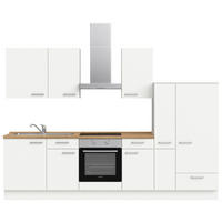 KÜCHENLEERBLOCK 300 cm   in Weiß, Eichefarben  - Edelstahlfarben/Eichefarben, MODERN, Holzwerkstoff/Metall (300cm) - Nobilia