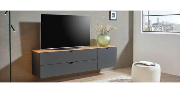 TV-ELEMENT Graphitfarben, Eiche Artisan  140/62/44 cm  - Schwarz/Graphitfarben, MODERN, Holzwerkstoff/Metall (140/62/44cm) - Hom`in