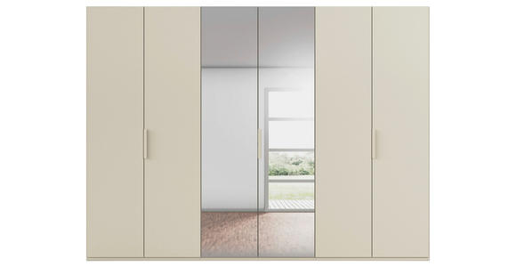 DREHTÜRENSCHRANK 301/223/61 cm,  in Champagner, 6-türig  - Champagner, Basics, Glas/Holzwerkstoff (301/223/61cm) - Novel