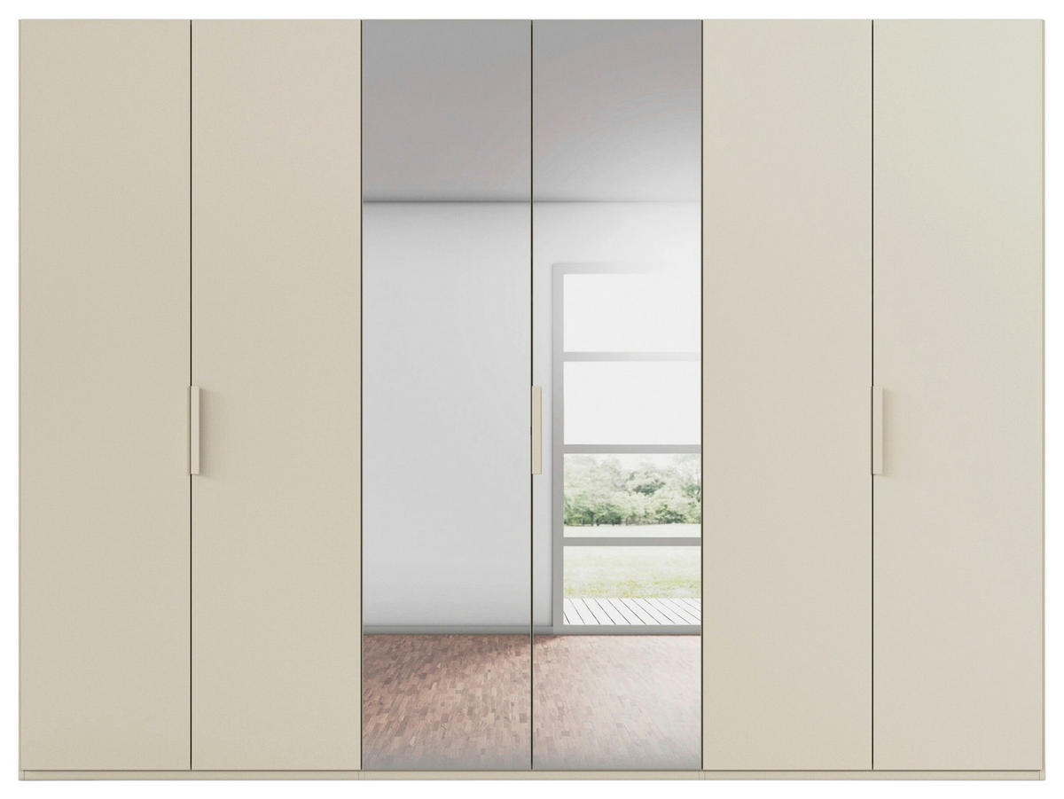 DREHTÜRENSCHRANK 301/235/61 cm,  in Champagner, 6-türig  - Champagner, Basics, Glas/Holzwerkstoff (301/235/61cm) - Novel