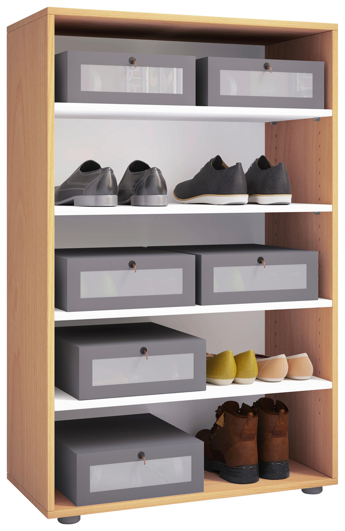 SCHUHREGAL 70/110/37 cm  - Buchefarben/Schwarz, Konventionell, Holzwerkstoff/Kunststoff (70/110/37cm) - MID.YOU