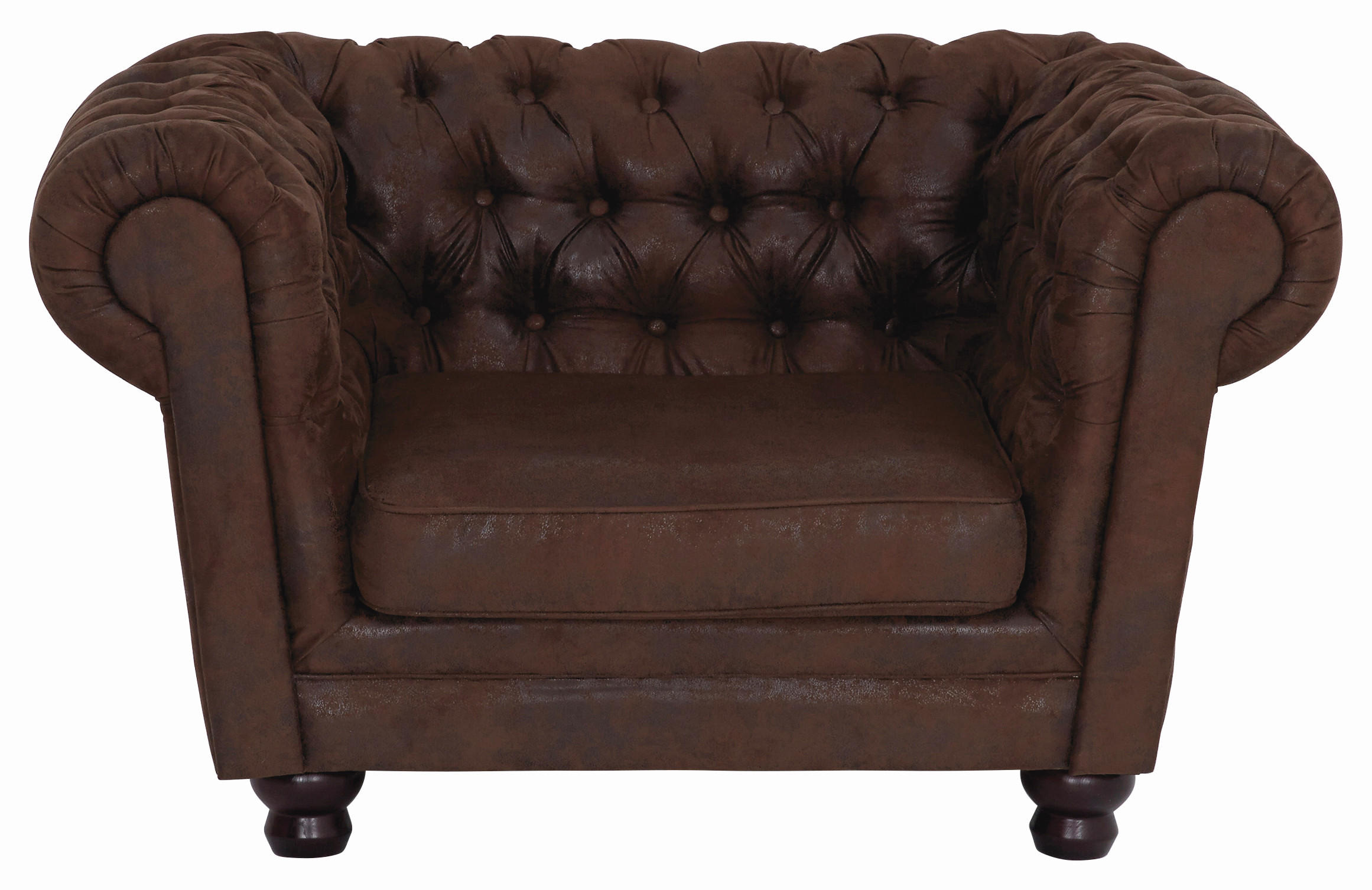 CHESTERFIELD-SESSEL Mikrofaser Dunkelbraun    - Dunkelbraun, LIFESTYLE, Holz/Textil (130/79/93cm)