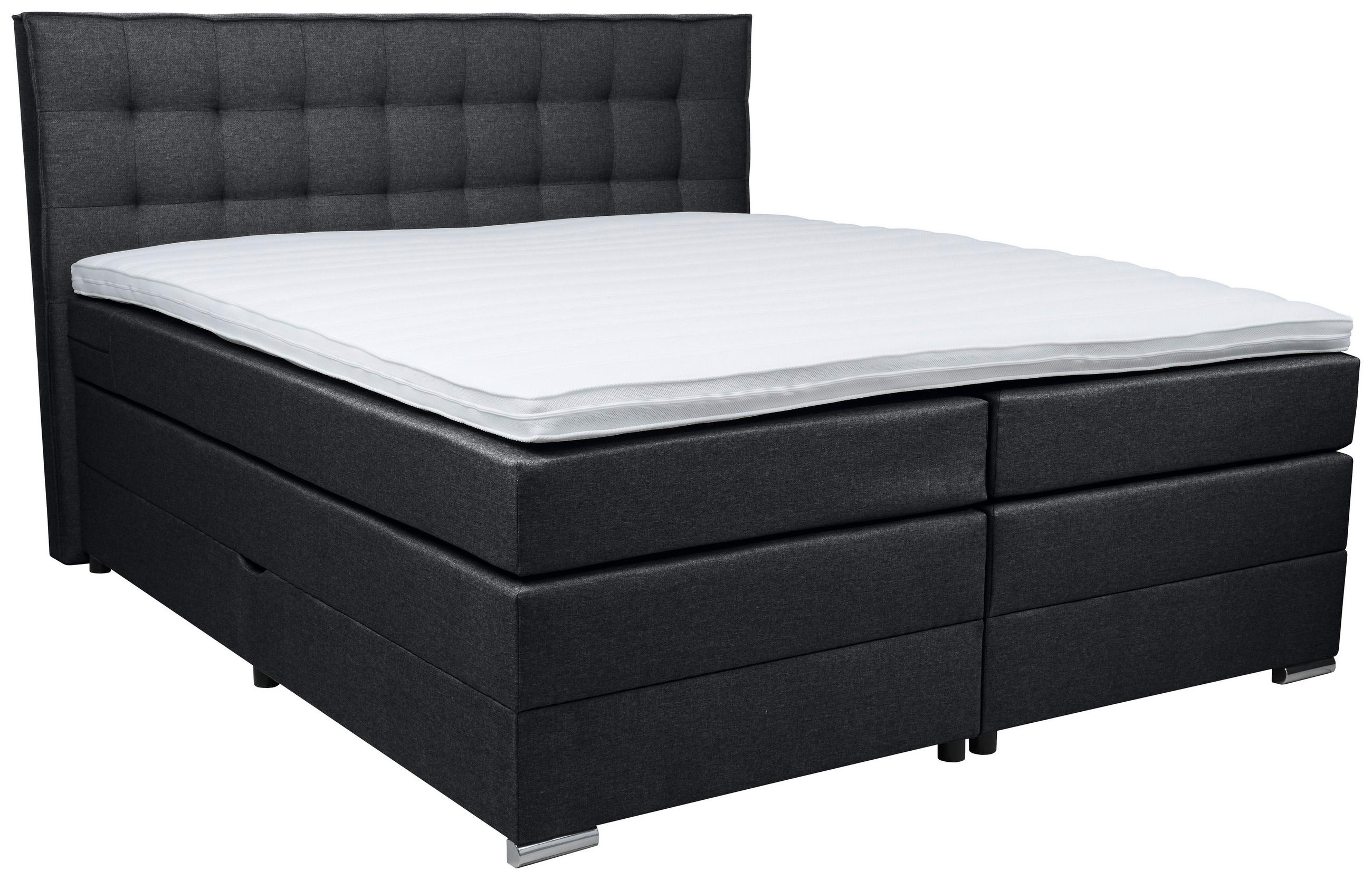 BOXSPRINGBETT 180/200 cm  in Schwarz  - Chromfarben/Schwarz, Konventionell, Kunststoff/Textil (180/200cm) - Boxxx