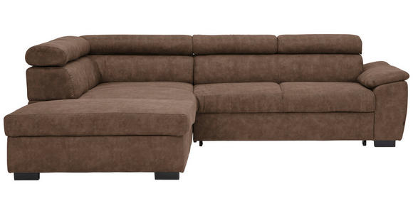 ECKSOFA Braun Lederlook  - Schwarz/Braun, Design, Kunststoff/Textil (230/263cm) - Hom`in