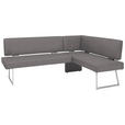 ECKBANK 185/137 cm  in Grau, Edelstahlfarben  - Edelstahlfarben/Grau, Design, Textil/Metall (185/137cm) - Dieter Knoll