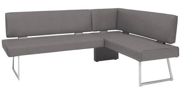 ECKBANK 185/137 cm  in Grau, Edelstahlfarben  - Edelstahlfarben/Grau, Design, Textil/Metall (185/137cm) - Dieter Knoll