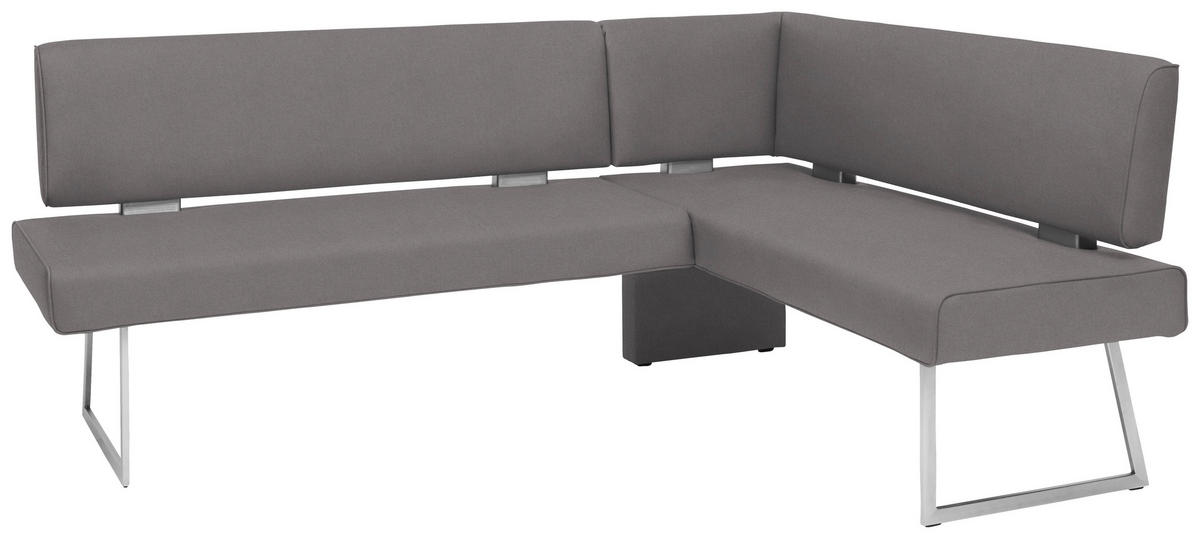 ECKBANK 196/160 cm  in Grau, Edelstahlfarben  - Edelstahlfarben/Grau, Design, Textil/Metall (196/160cm) - Dieter Knoll
