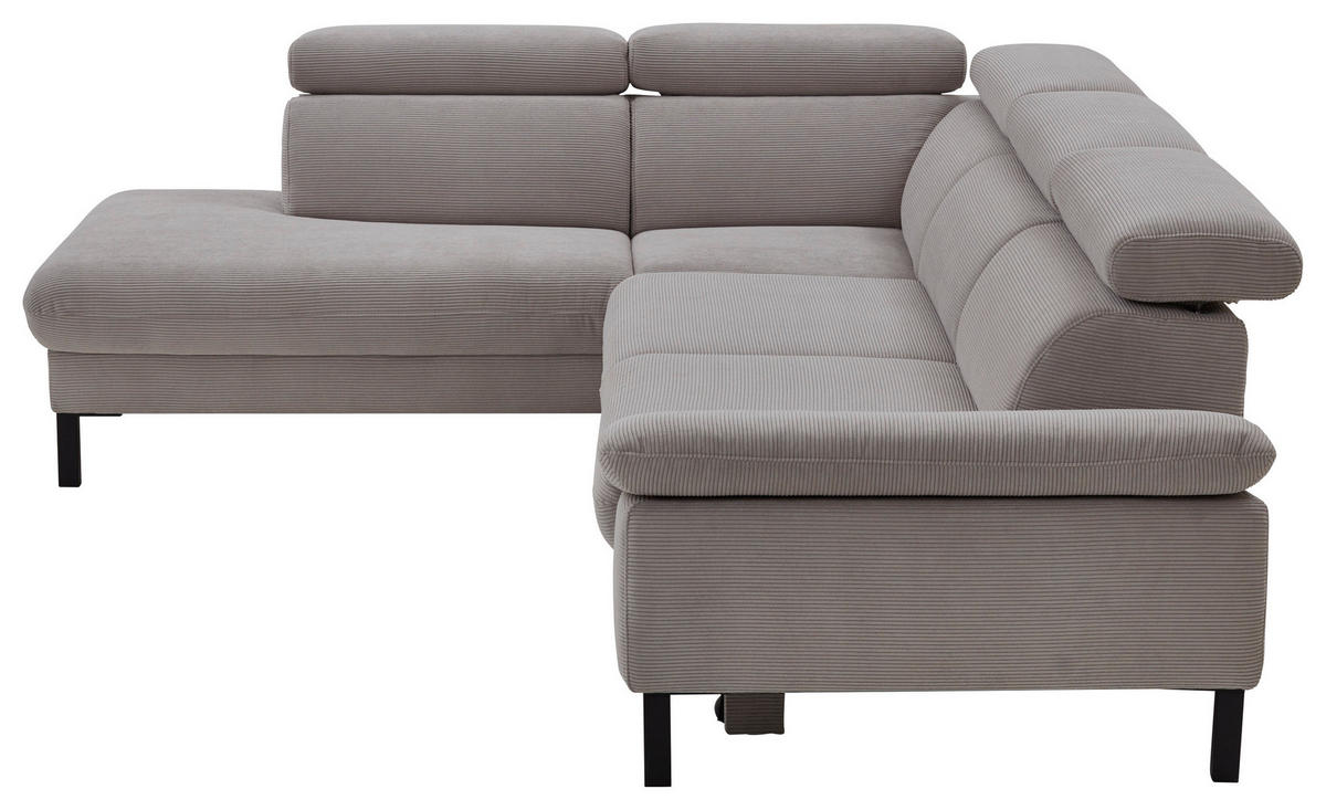 ECKSOFA in Cord Grau  - Schwarz/Grau, Design, Holzwerkstoff/Textil (272/217cm) - Pure Home Comfort