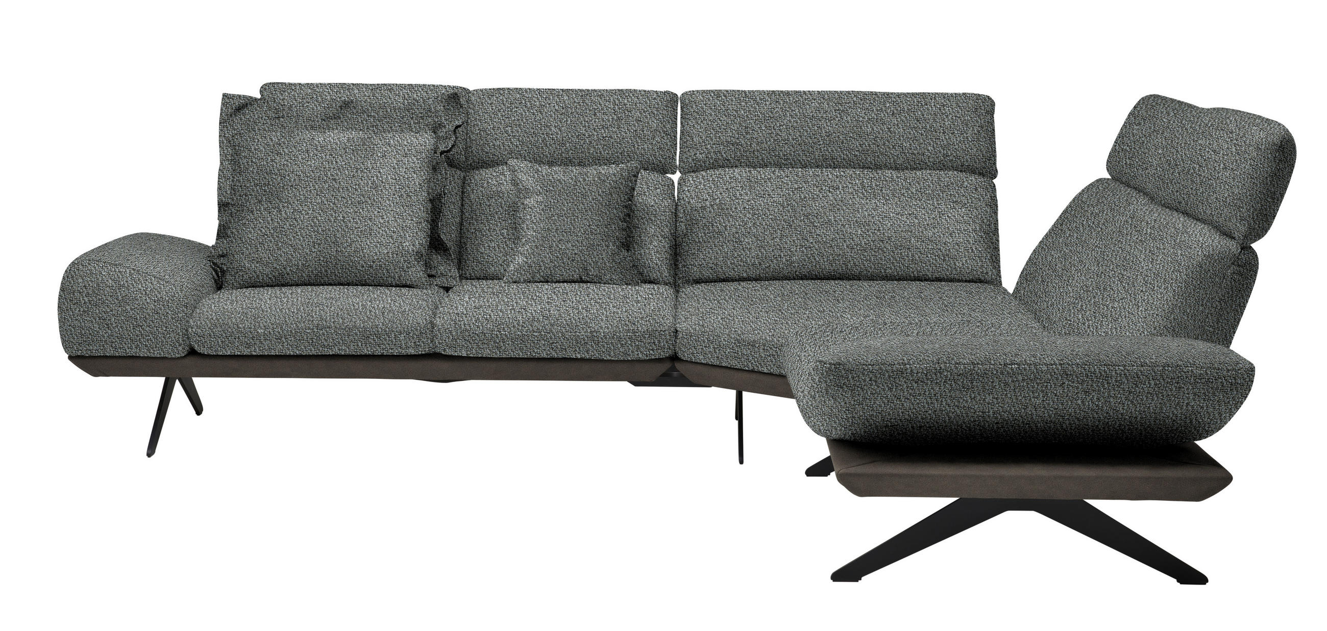 ECKSOFA in Flachgewebe Dunkelgrau  - Dunkelgrau/Schwarz, Design, Textil/Metall (270/239cm) - Koinor