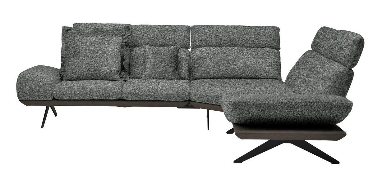 ECKSOFA in Flachgewebe Dunkelgrau  - Dunkelgrau/Schwarz, Design, Textil/Metall (270/239cm) - Koinor