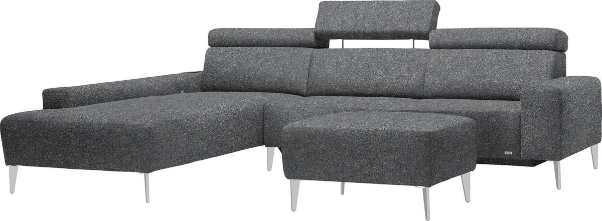 ECKSOFA  in Mikrovelours Grau  205/288 cm  - Alufarben/Naturfarben, Design, Textil (205/288cm) - Sedda
