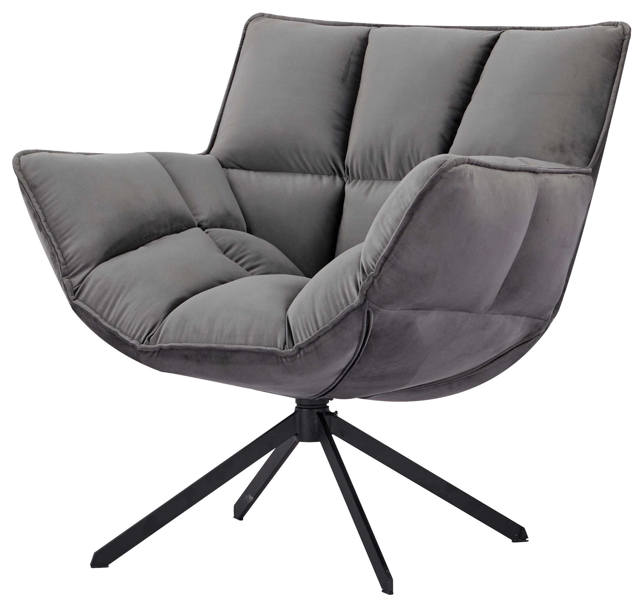 DREHSTUHL Samt Dunkelgrau  - Dunkelgrau/Schwarz, Design, Textil/Metall (81/83/78cm) - Livetastic