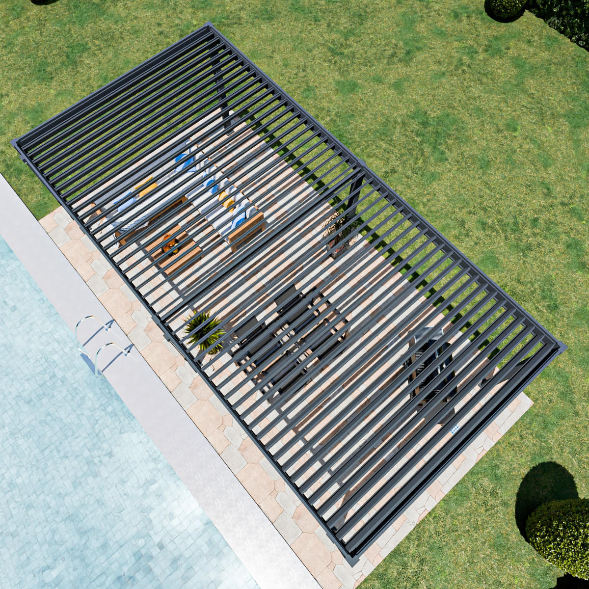 PERGOLA 360/720/255 cm   - Graphitfarben, Basics, Metall (360/720/255cm) - Gardenson