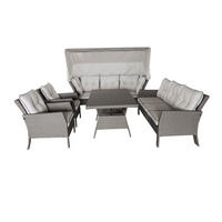 LOUNGEGARNITUR 24-teilig  - Hellgrau/Grau, Romantik / Landhaus, Glas/Kunststoff (252/209cm) - Amatio