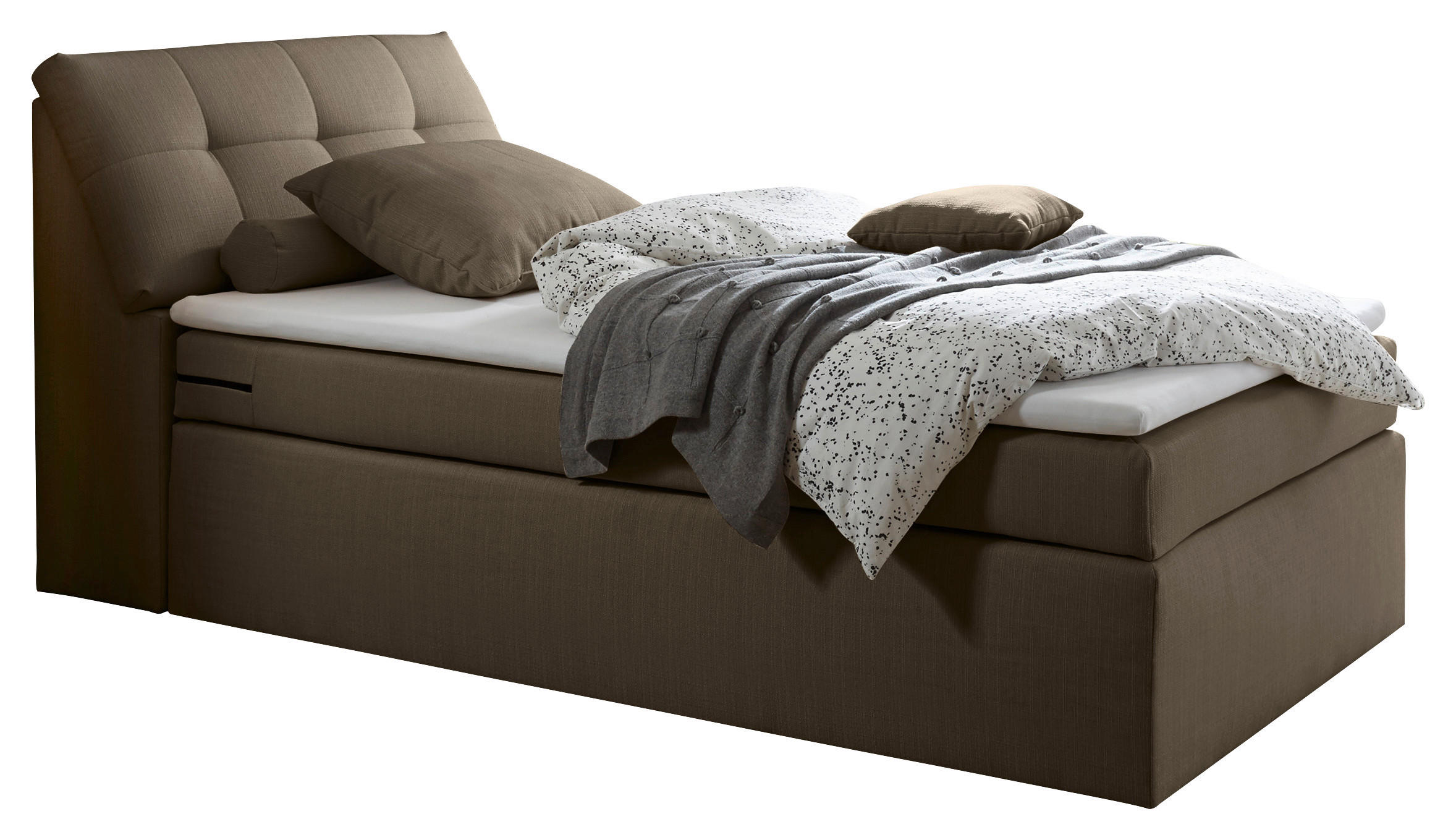 BOXSPRINGBETT 120/200 cm in Dunkelbraun - Dunkelbraun/Silberfarben, Design, Kunststoff/Textil (120/200cm) - Esposa