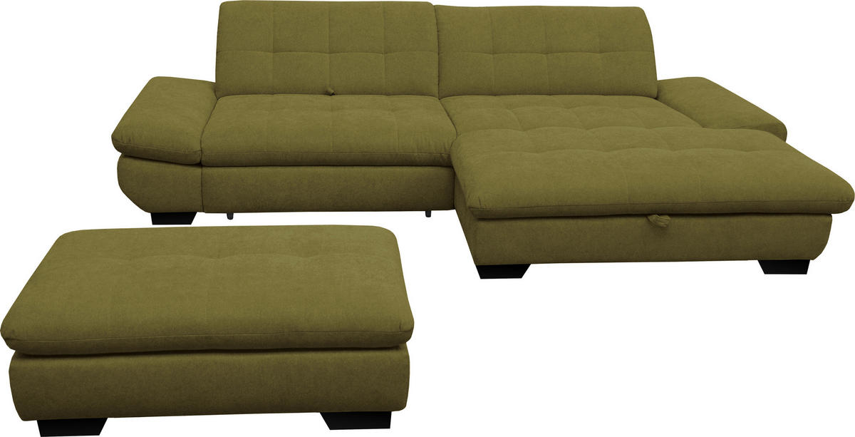 ECKSOFA in Mikrofaser Grün  - Schwarz/Grün, Design, Textil/Metall (290/198cm) - Xora