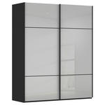 SCHWEBETÜRENSCHRANK 162/223/68 cm 2-türig Grau, Schwarz  - Schwarz/Grau, KONVENTIONELL, Glas/Holzwerkstoff (162/223/68cm) - Novel