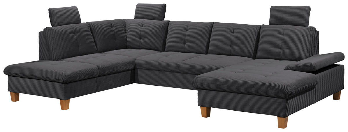 WOHNLANDSCHAFT in Cord Anthrazit  - Eichefarben/Anthrazit, Konventionell, Holz/Textil (220/324/170cm) - MID.YOU