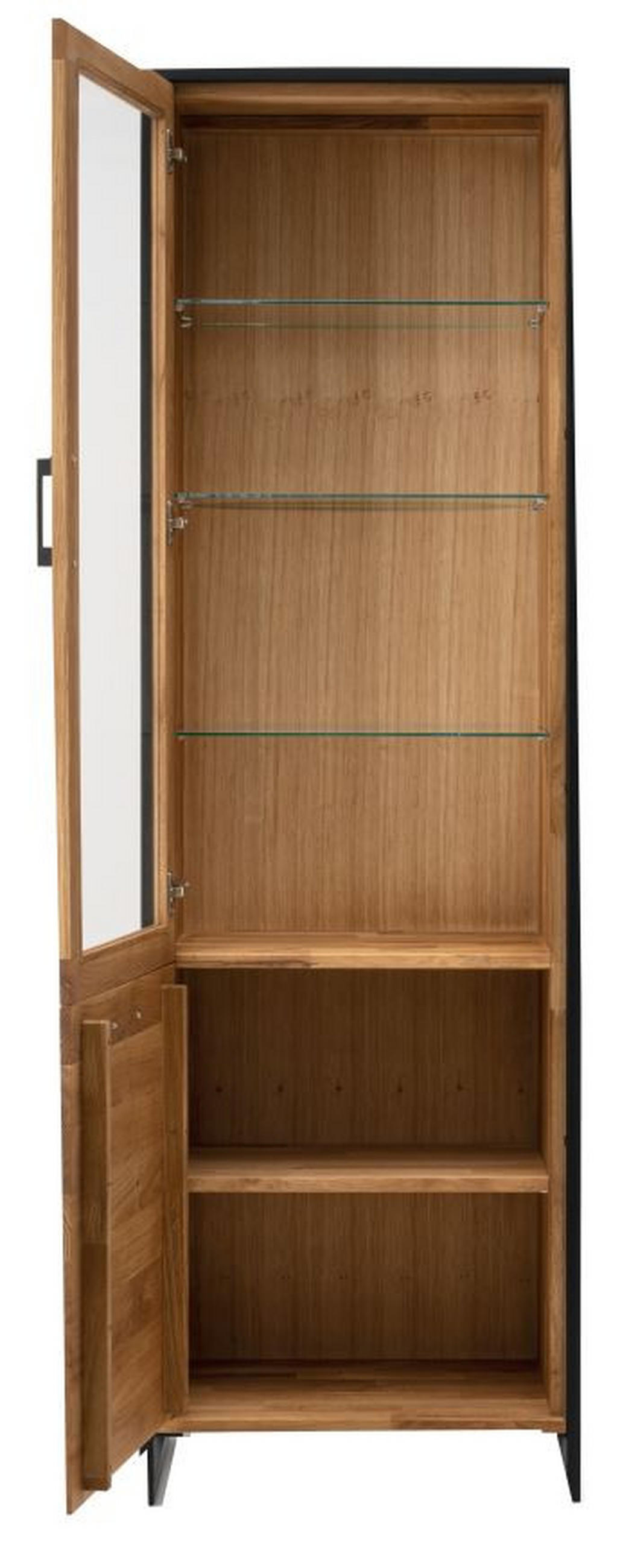 VITRINE  in massiv Wildeiche Schwarz, Wildeiche - Wildeiche/Schwarz, Design, Glas/Holz (60/197/39cm) - Linea Natura