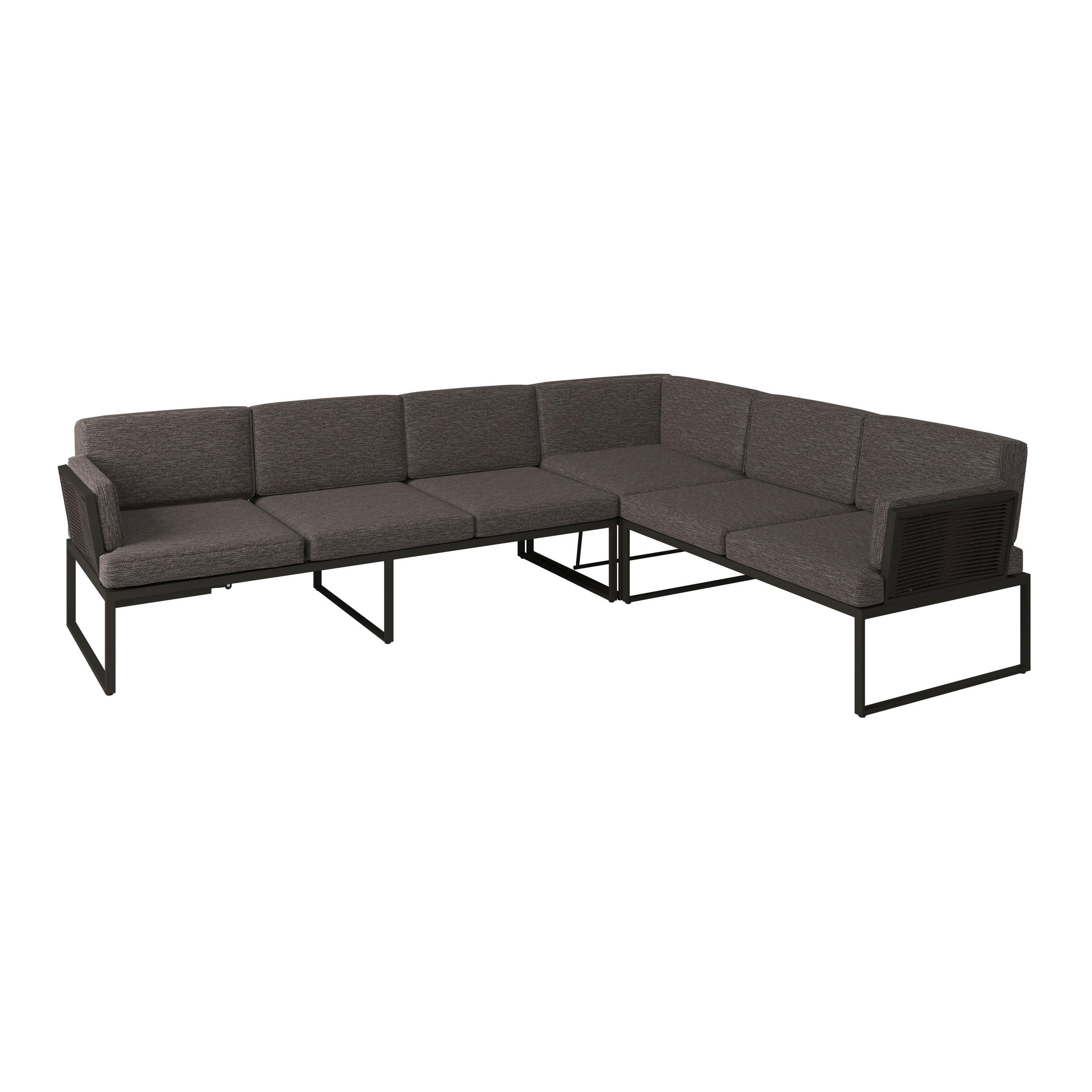 LOUNGEGARNITUR 280/217 cm Edelstahl - Dunkelgrau/Schwarz, Design, Textil/Metall (280/217cm) - Amatio