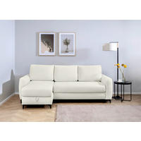 ECKSOFA Moli Weiß  - Schwarz/Weiß, Design, Textil/Metall (236/148cm) - MID.YOU