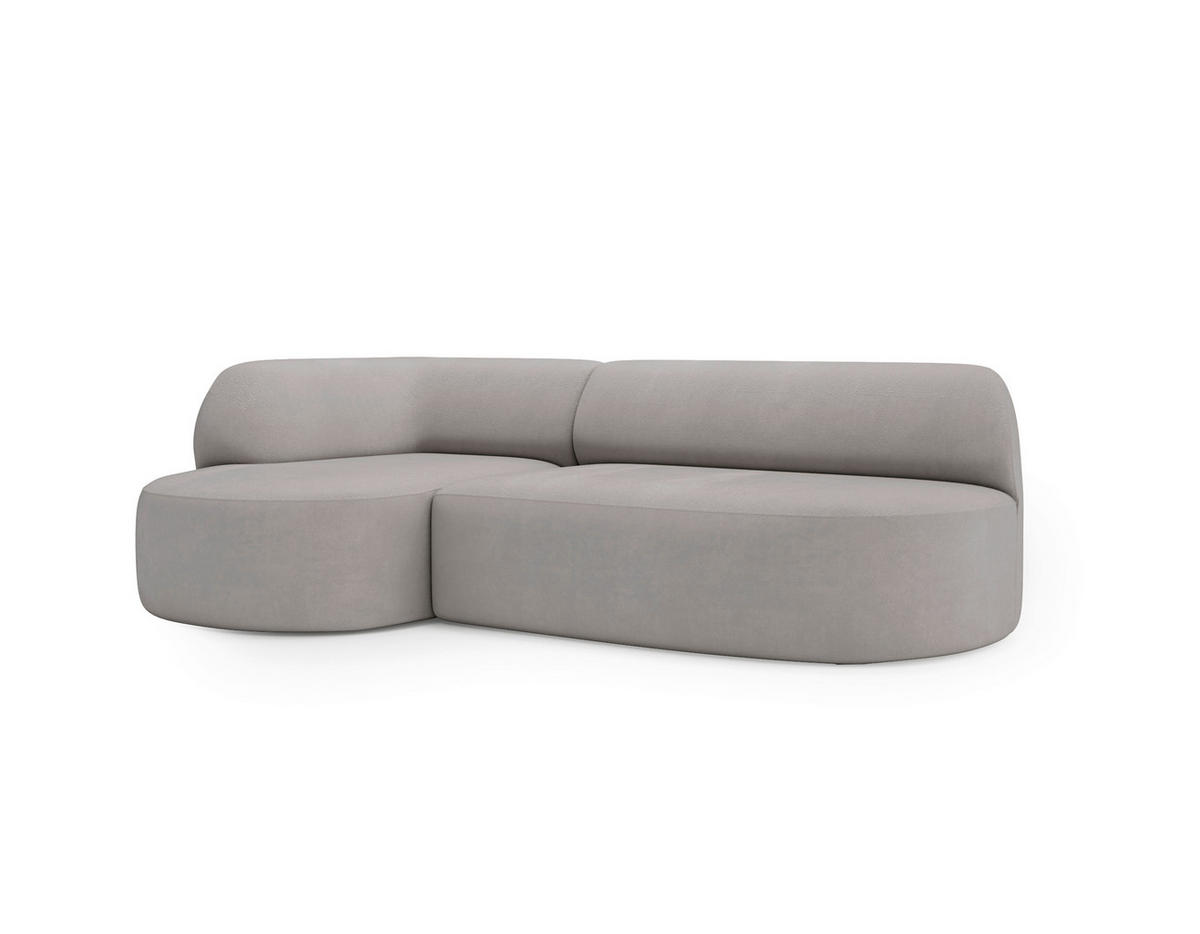 ECKSOFA Chenille Hellgrau  - Hellgrau/Schwarz, Design, Kunststoff/Textil (156/218cm) - Livetastic