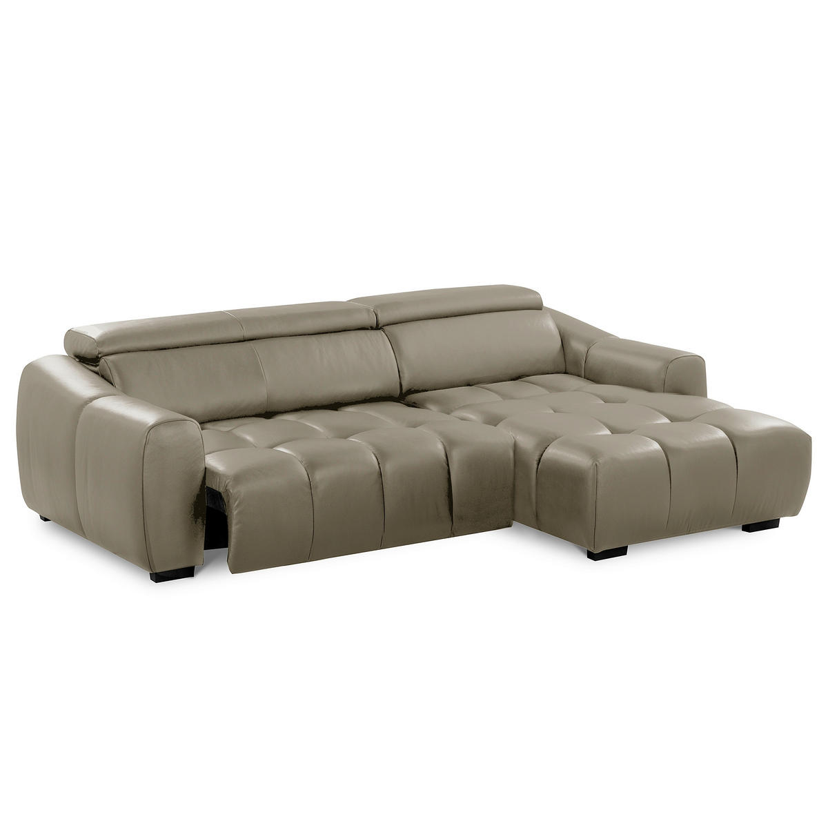 ECKSOFA  Echtleder Taupe  - Taupe/Schwarz, Design, Leder/Kunststoff (274/177cm) - Livetastic