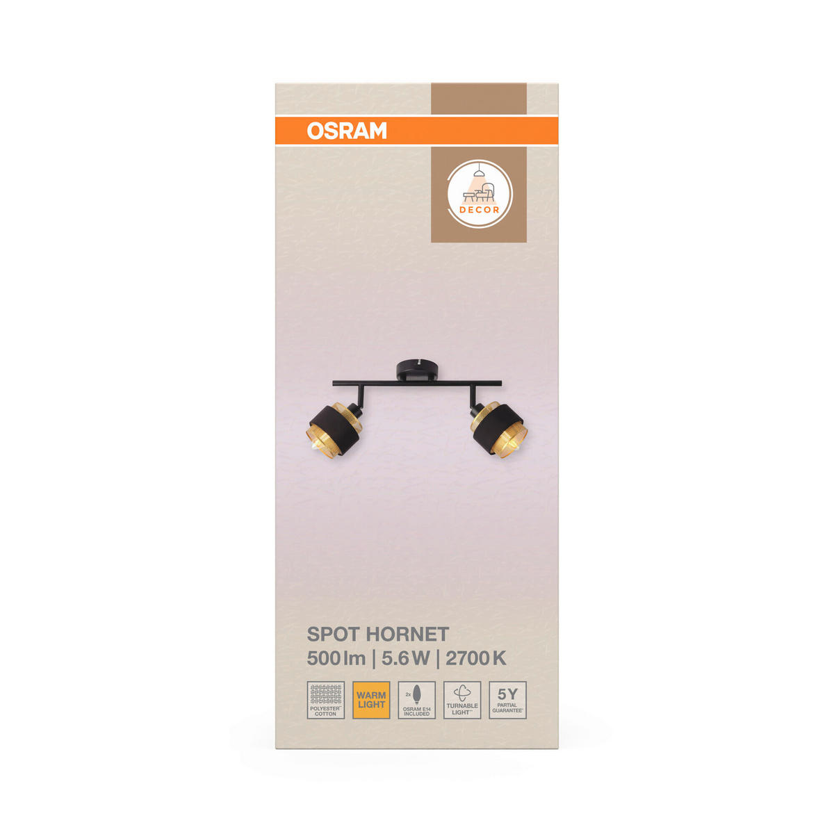 DECKENLEUCHTE    36/12/22,5 cm  - Goldfarben/Schwarz, KONVENTIONELL, Textil/Metall (36/12/22,5cm) - Osram