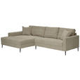 ECKSOFA  in Cord Greige  173/276 cm  - Greige/Schwarz, KONVENTIONELL, Textil/Metall (173/276cm) - Carryhome