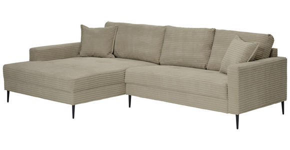 ECKSOFA  in Cord Greige  173/276 cm  - Greige/Schwarz, KONVENTIONELL, Textil/Metall (173/276cm) - Carryhome