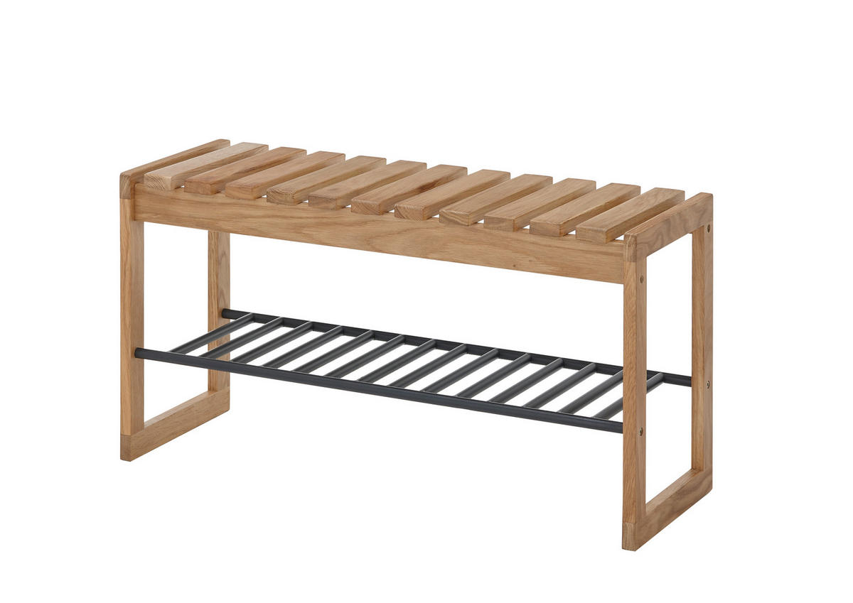 GARDEROBENBANK - Schwarz/Naturfarben, Design, Holz/Metall (88/45/30cm) - MID.YOU