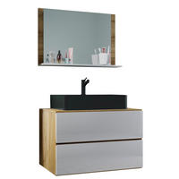 BADEZIMMER 3-teilig  in 81 cm  - Honigeiche/Schwarz, MODERN, Glas/Keramik (81cm) - MID.YOU