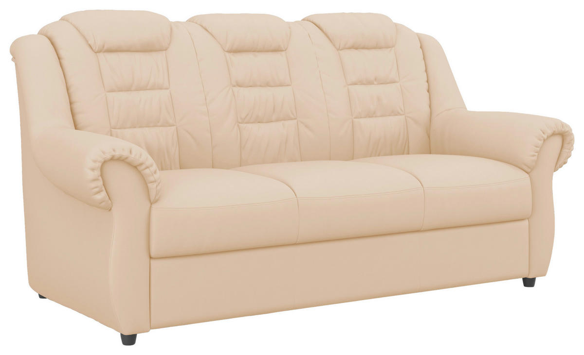 3-SITZER-SOFA Lederlook Beige  - Beige/Schwarz, KONVENTIONELL, Kunststoff/Textil (196/102/101cm) - Livetastic