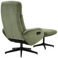 RELAXSESSELSET inkl. Funktion Cord Relaxfunktion, Hocker - Schwarz/Olivgrün, Design, Textil/Metall (75/106/74cm) - Xora