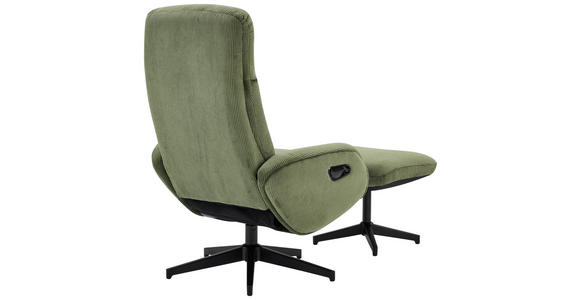 RELAXSESSELSET inkl. Funktion Cord Relaxfunktion, Hocker - Schwarz/Olivgrün, Design, Textil/Metall (75/106/74cm) - Xora