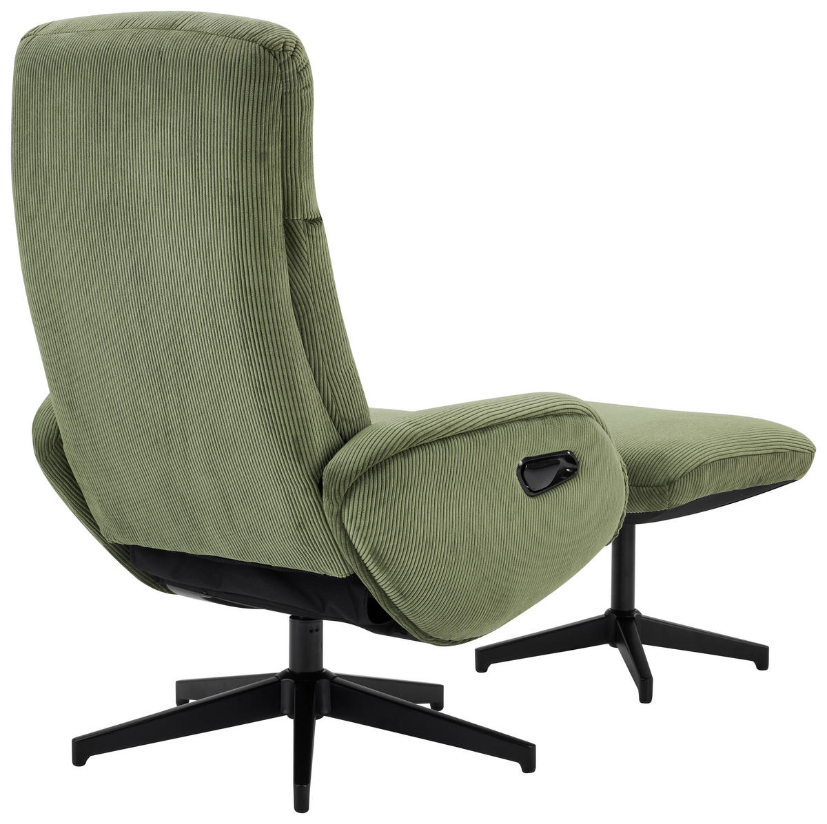 RELAXSESSELSET inkl. Funktion Cord Relaxfunktion, Hocker    - Schwarz/Olivgrün, Design, Textil/Metall (75/106/74cm) - Xora