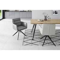STOLIČKA S PODRÚČKAMI, tmavosivá - čierna/tmavosivá, Design, kov/koža (60/88/62.5cm) - Livetastic