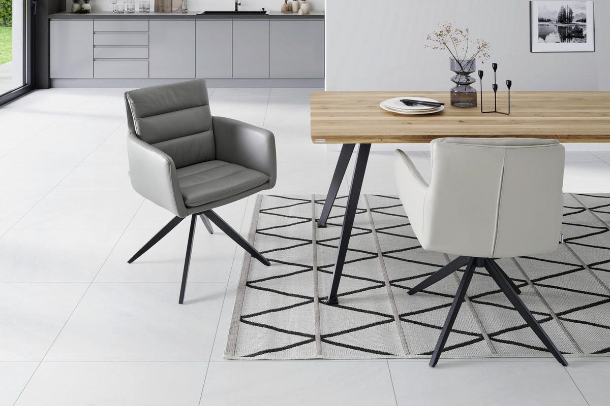 ŽIDLE S PODRUČKAMI, ocel, tmavě šedá - černá/tmavě šedá, Design, kov/kůže (60/88/62.5cm) - Livetastic