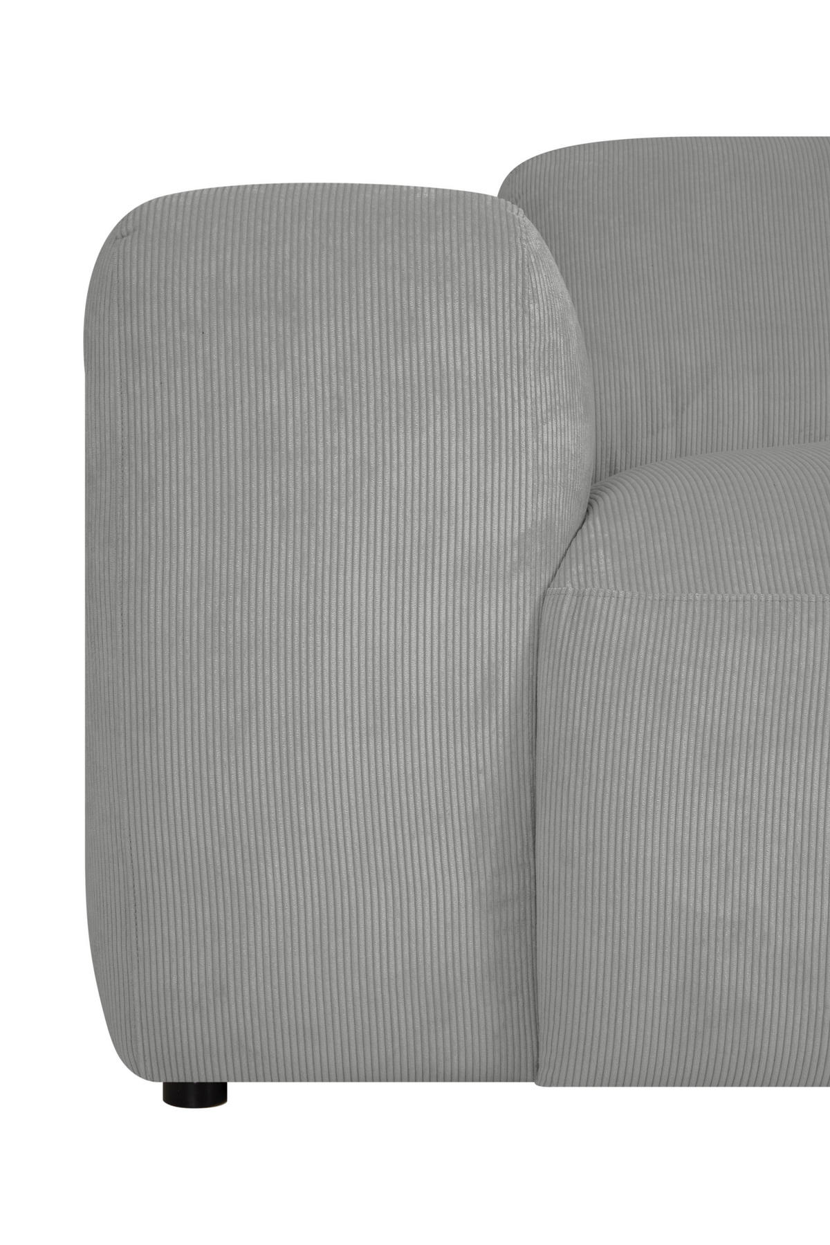3-SITZER-SOFA in Cord Hellgrau  - Hellgrau/Schwarz, Design, Kunststoff/Textil (247/75/104cm) - MID.YOU