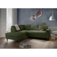 ECKSCHLAFSOFA Passione Dunkelgrün Bouclé  - Dunkelgrün/Schwarz, MODERN, Holz/Textil (200/242cm) - Livetastic